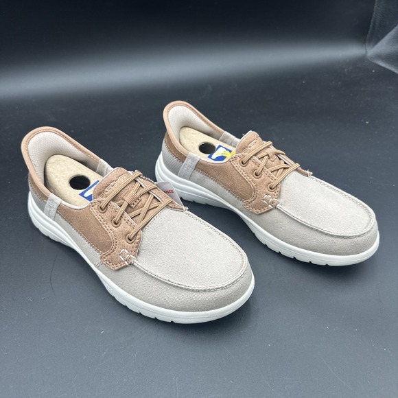 Skechers On-The-Go Flex Taupe Boat Shoes Women's Size 5.5 Palmilla - Picture 2 of 12